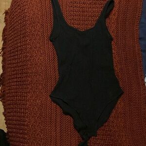 Women’s Black Ribbed Bodysuit